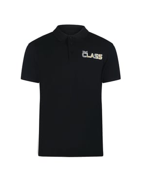 Cavalli Class Vibrant Floral Logo Black Polo Shirt