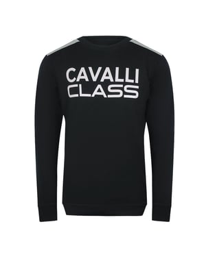 Cavalli Class Taped Shoulders Black Sweatshirt
