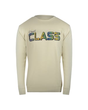 Cavalli Class Levendige Beige Sweatshirt Met Bloemenlogo