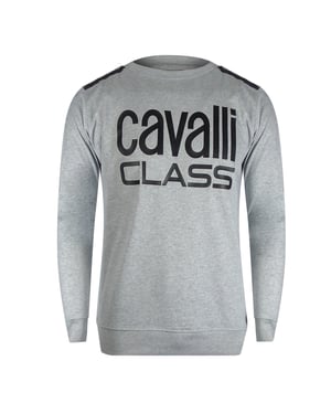 Cavalli Class Sweatshirt Met Getapete Schouders, Grijs