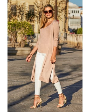 Rose Gold Metallic Super Sparkly Longline Cardigan