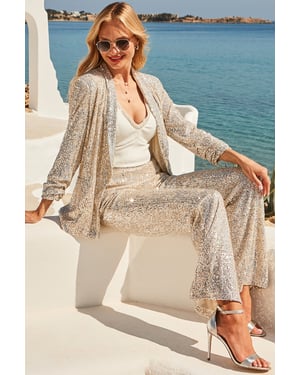Champagne Gold Sequin Blazer