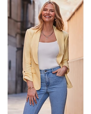 Lemon Yellow Linen Blend Blazer