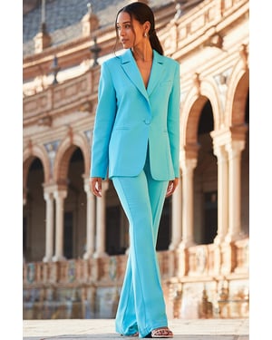 Azure Blue Kick Flare Trousers