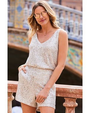 Champagne Gold Sequin V Neck Cami Top