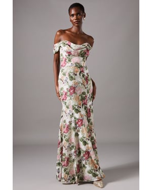 Floral Bardot Maxi Dress