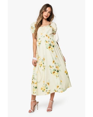 maternity floral milkmaid midi dress