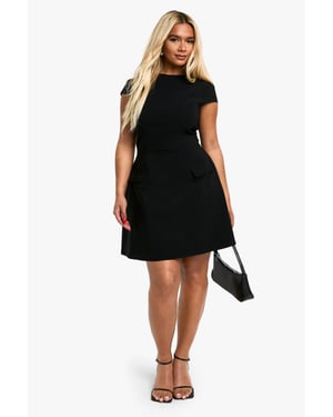 Plus Cap Sleeve Bengaline Skater Dress