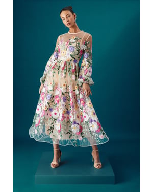Coast Muse Long Sleeve Embroidered Maxi Dress