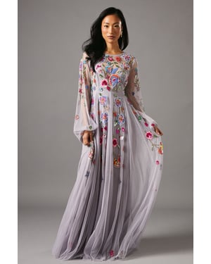 Embellished Chiffon Maxi Dress
