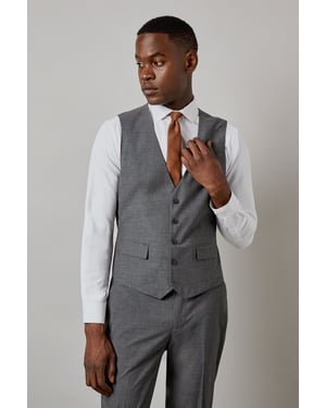 Mid Grey Tonal Check Waistcoat