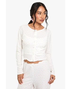 Mix & Match Floral Print Soft Rib Button Through Long Sleeved Pyjama Top