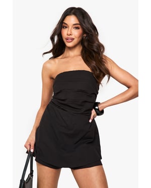 Linen Ruched Bandeau Skort Playsuit