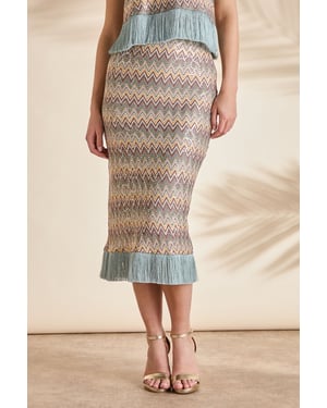 Sequin Crochet Skirt With Tassel