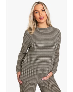 Maternity Rib Stripe Oversized T-Shirt
