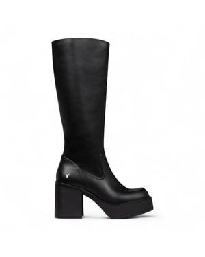 Windsorsmith Dames Zwarte Kunstleren Kniehoge Platform Hak Laarzen - Niche