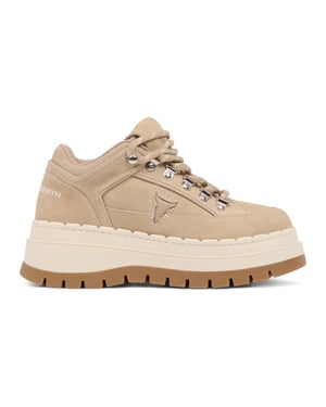 Windsorsmith Dames Sand Brown Suede Chunky Platform Sneakers Trainers - Ultimatum