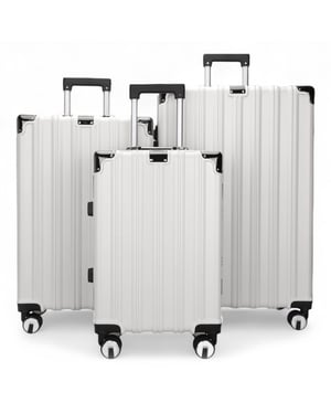Harde witte koffer, robuuste 8-wiel bagage, handbagagetas