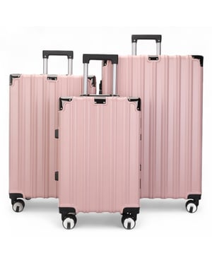 Harde roze koffer, robuuste 8-wiel bagage, handbagagetas