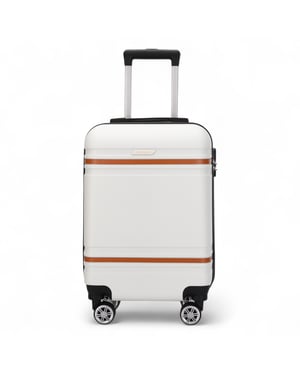 Harde crèmekleurige witte handbagagekoffer, robuuste ABS lichtgewicht bagage, vakantietas