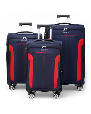 Blauwe uitbreidbare zachte koffer met 8 wielen, reisbagageset, lichte handbagage