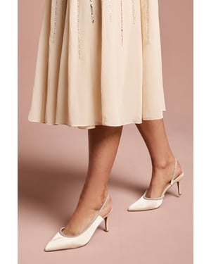 Wide Fit Sabrina Satin Diamante Trim Slingback High Stiletto Court Shoes