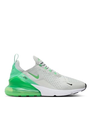 Nike Air Max 270 Trainers in Light Silver/Black/White/Green Shock