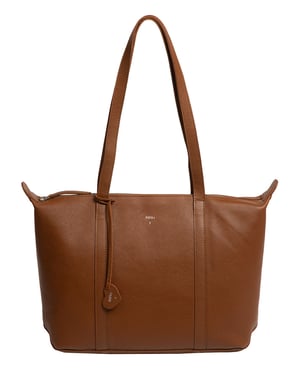 'Leonor' Tan Leather Tote Bag