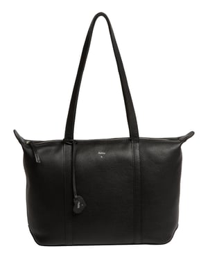 'Leonor' Black Leather Tote Bag