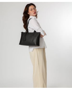 'Maria' Black Leather Tote Bag
