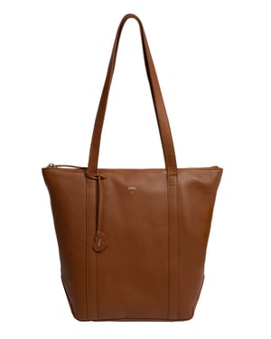 'Lara' Tan Leather Tote Bag