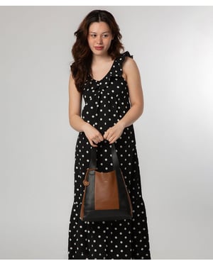 'Celeste' Black & Tan Leather Handbag