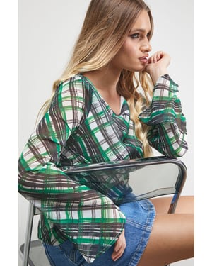 Chiffon Asymmetric Gathered Waist Top
