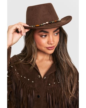Beaded Trim Detail Western Hat