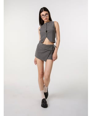 Pinstripe Wrap Front Skort