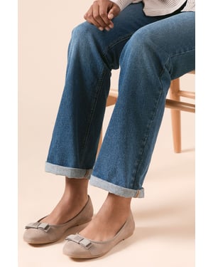 Wide Fit Paris Bow Detail Ballet Pumps