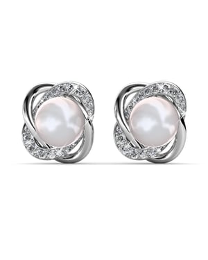 Simply Pearl oorbellen - Zilver en kristal