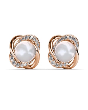 Simply Pearl Earrings - Rose Gold and Crystal
