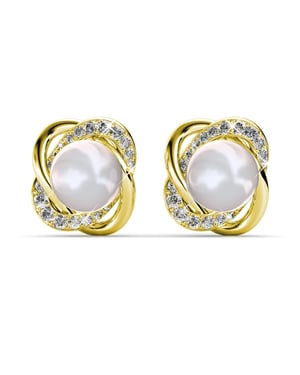 Simply Pearl oorbellen - Goud en kristal