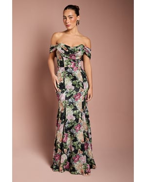 Floral Bardot Maxi Dress