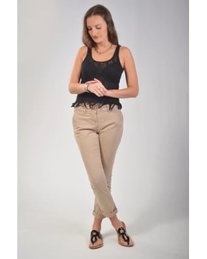 Beige Cropped Chinos