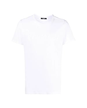 Balmain Paris Reliëflogo Wit T-shirt