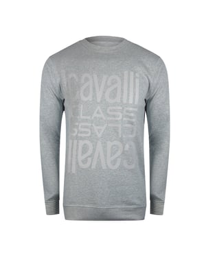 Cavalli Class Multi Logo Grey Sweatshirt