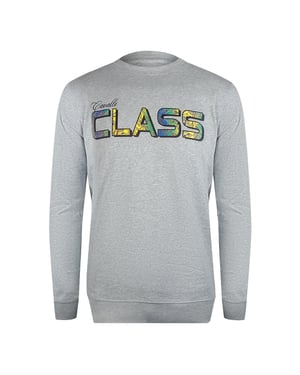 Cavalli Class Vibrant Floral Logo Grey Sweatshirt
