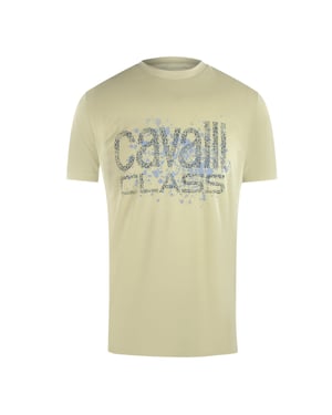 Cavalli Class Cracked Sprayed Logo Beige Sand T-shirt