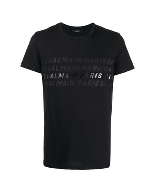 Balmain Paris Multi Logo Zwart T-shirt