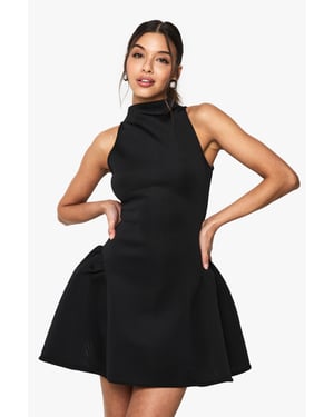 Racer Neck Volume Mini Dress