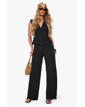 Textured Wide Leg Trouser