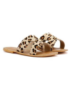 Tower Footwear Cut Out Dames Muiltjes Van Beige Leer