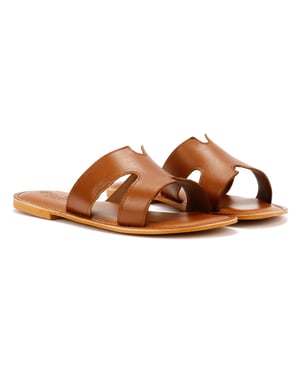 Tower Footwear Cut Out Damesmuilen Van Bruin Leer